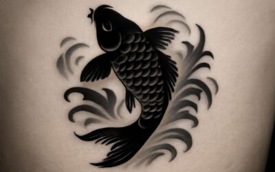 koi fish with shadow tattoo: mystical koi art that glides between light and shadow